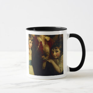 Mug Deux filles, on jouant avec un masque, détail de