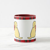 Mug Deux Labradors jaune avec le tartan de bande (Centre)
