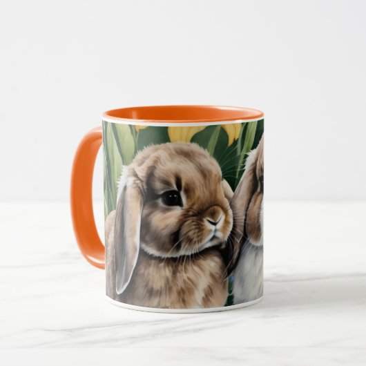 Mug Deux lapins de lapin de lapin de petite lop (Devant gauche)