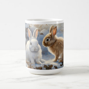 Mug Deux lapins lapins adorables Brown et blancs dans 
