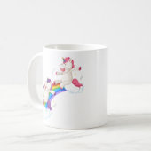 Mug Deux licornes glissant en bas de l'arc-en-ciel (Devant gauche)