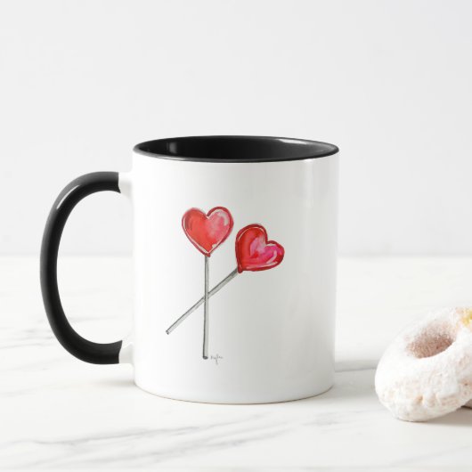 Mug Deux Lollies Coeurs (Avec donut)