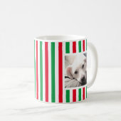 Mug Deux mignonnes photos rayées blanc rouge vert (Devant droit)
