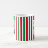 Mug Deux mignonnes photos rayées blanc rouge vert (Centre)
