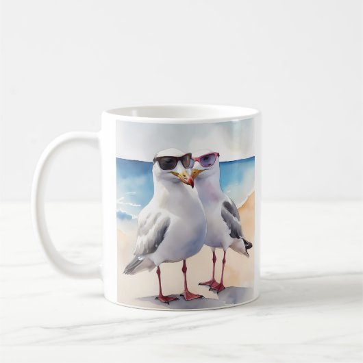 Mug Deux Mignons Mouettes En Amour (Gauche)