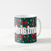 Mug Deux nuances de vert plus rouge blanc Joyeux Noël (Devant droit)