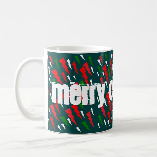 Mug Deux nuances de vert plus rouge blanc Joyeux Noël (Gauche)