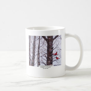 Mug Deux oiseaux rouges en hiver