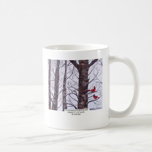 Mug Deux oiseaux rouges en hiver (Droite)