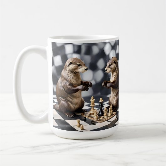 Mug Deux Otters Jouant Aux Échecs, (Gauche)