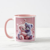 Mug Deux oursons en peluche qui se font un câlin. (Gauche)