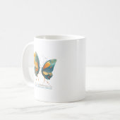 Mug Deux papillons dansent, ailes colorées. (Devant gauche)