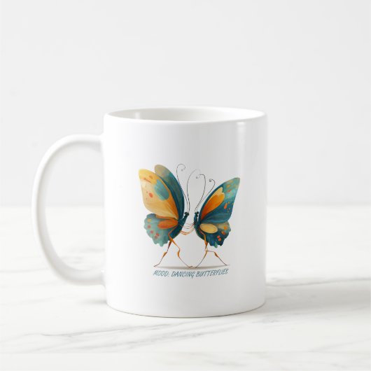 Mug Deux papillons dansent, ailes colorées. (Gauche)
