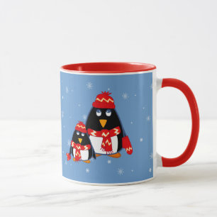Mug Deux petits pingouins Nom personnalisé Cadeau de N