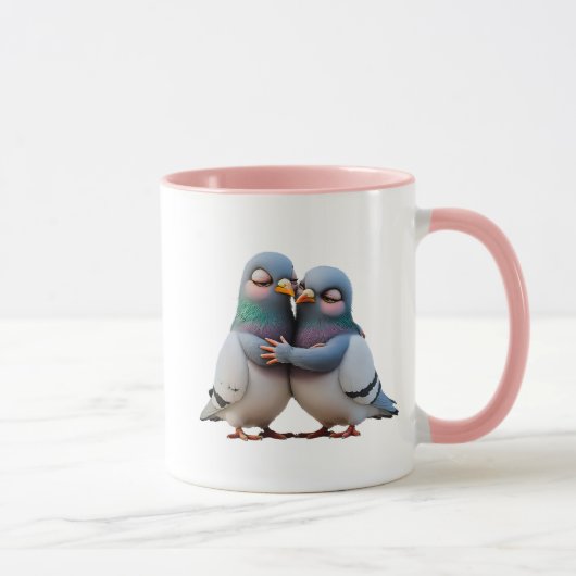 Mug Deux pigeons en couple très amoureux. (Droite)