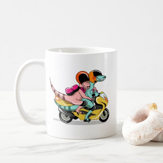Mug Deux Rapporteurs De Dessins De Cartoon Montent Sur (Avec donut)