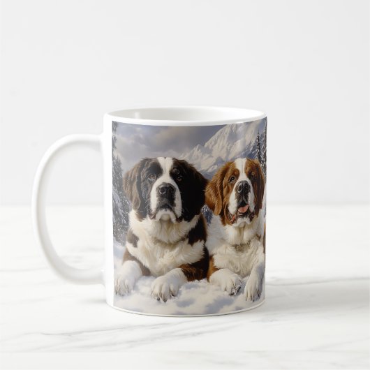 Mug Deux Saint-Bernard dans la neige (Gauche)