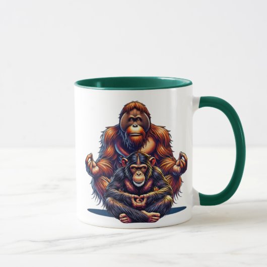 Mug Deux singes zen qui méditent. (Droite)