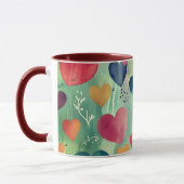 Mug deux tons à coeurs aquarelle (Gauche)