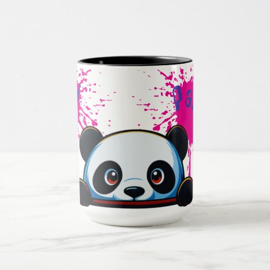Mug deux tons avec bébé panda mignon qui regarde - (Centre)