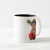 Mug deux tons avec joli petit Krishna de l'art ind (Devant droit)