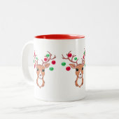 Mug deux tons Cerf de Noël mignon (Devant gauche)