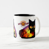 Mug deux tons Chat noir Halloween mignon (Devant droit)
