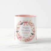 Mug deux tons pour anniversaire Halloween rose (Centre)