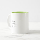 Mug deux tons typographie moderne « Rise Shine Rep (Devant gauche)