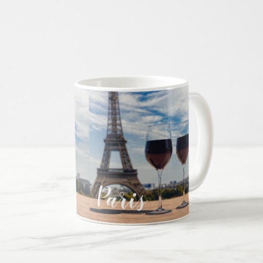 Mug Deux verres de vin avec la tour Eiffel (Devant droit)