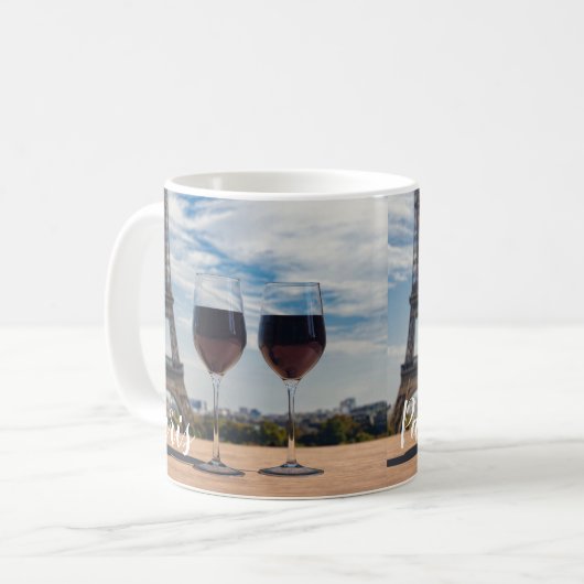 Mug Deux verres de vin avec la tour Eiffel (Devant gauche)