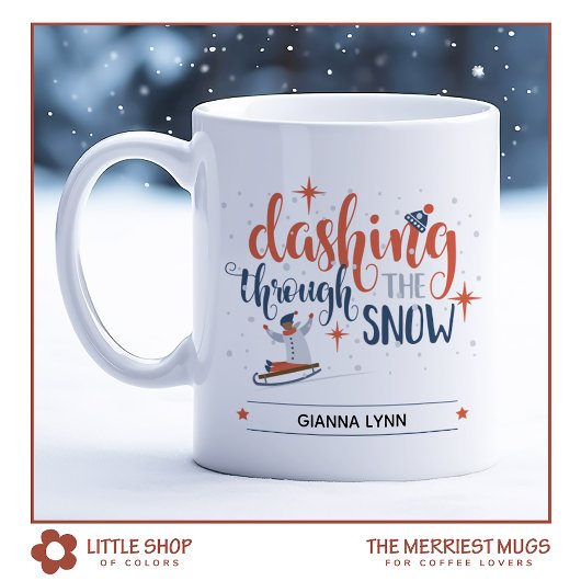 Mug Dévaler la pente dans la neige Noël en traîneau