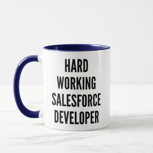 Mug Développeur de Salesforce de travail dur (Gauche)
