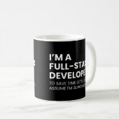 Mug Développeur Full-Stack Citation de codage drôle (Devant droit)