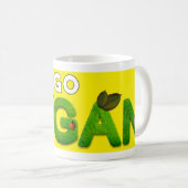 Mug Devenez végétalien jaune vif et vert (Devant droit)