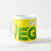Mug Devenez végétalien jaune vif et vert (Devant gauche)