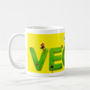 Mug Devenez végétalien jaune vif et vert