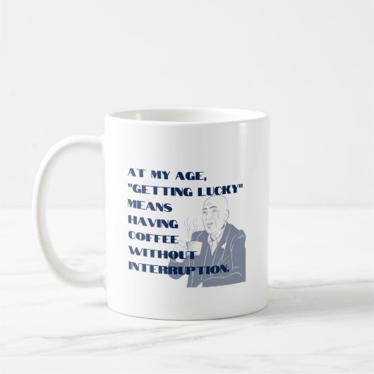 Mug Devenir chanceux à mon âge (Gauche)