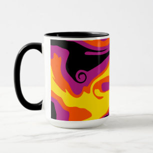 Mug Déversement - orange, noir, rose et jaune