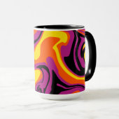 Mug Déversement - orange, noir, rose et jaune (Devant droit)