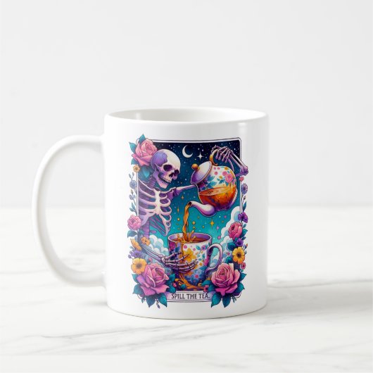 Mug Déverser La Carte Tarot Skeleton Tea (Gauche)