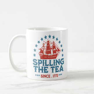 Mug Déverser Le Thé Depuis 1773 Rouge Blanc Bleu Drôle