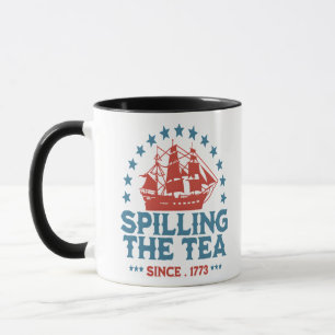 Mug Déverser Le Thé Depuis 1773 Rouge Blanc Bleu Drôle