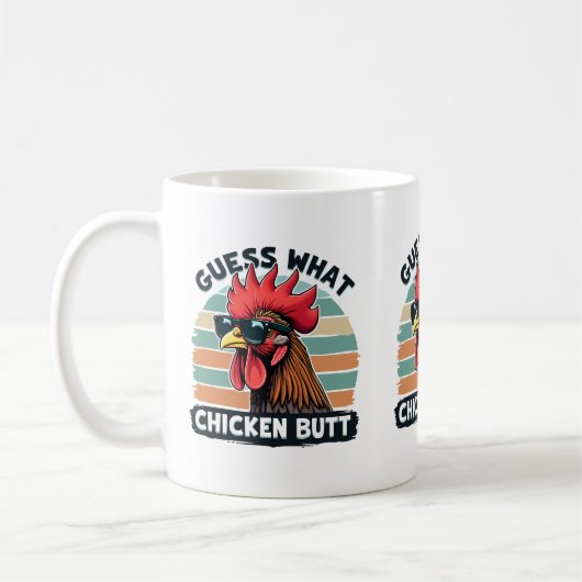 Mug Devinez quoi Cul de Poulet Drôle Rétro Coq (Gauche)