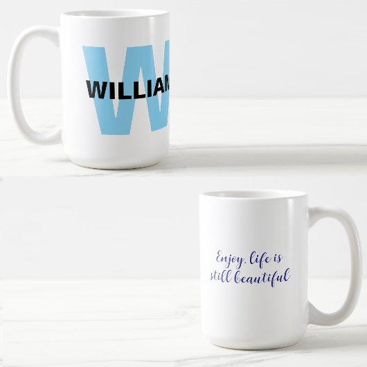 Mug Devis avec Monogramme moderne Initial & Nom