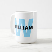 Mug Devis avec Monogramme moderne Initial & Nom (Devant gauche)