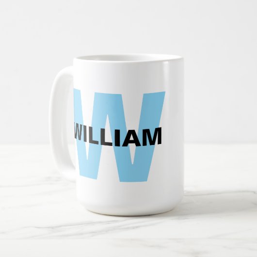 Mug Devis avec Monogramme moderne Initial & Nom (Devant gauche)