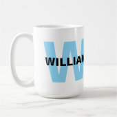 Mug Devis avec Monogramme moderne Initial & Nom (Gauche)