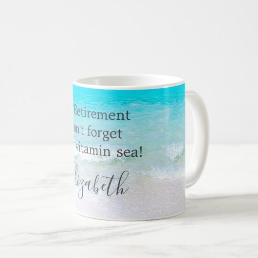 Mug Devis de retraite Beach Cadeau de sable de mer (Devant droit)