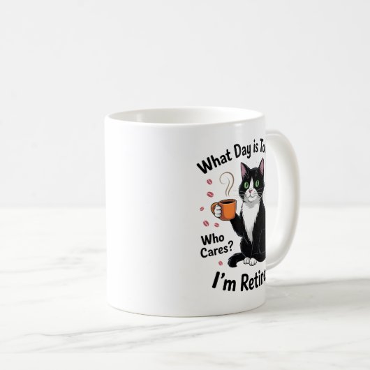 Mug Devis de retraite pour chats amusants - Retraité J (Devant droit)